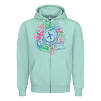 Seafoam bon voyage travel stamp t shirt Zipper Hoodie - linhVisuals