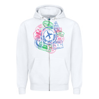 White bon voyage travel stamp t shirt Zipper Hoodie - linhVisuals