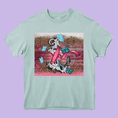 Cancer Awareness Anchor Heavy Core Tee Designed By Cowgirlartshop