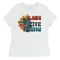 White Long live freedom Ladies Tee - FaDigitalArtStudio