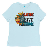 Baby Blue Long live freedom Ladies Tee - FaDigitalArtStudio