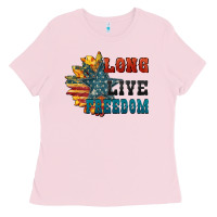 Bubblegum Pink Long live freedom Ladies Tee - FaDigitalArtStudio