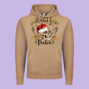 Jingle Bell Rock Black Vintage Hoodie Designed By Cowhidedigitalart