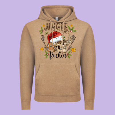Jingle Bell Rock Black Vintage Hoodie Designed By Cowhidedigitalart