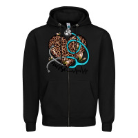 Black nurse leopard heart Zipper Hoodie - JahusDesignShop