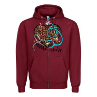 Burgundy nurse leopard heart Zipper Hoodie - JahusDesignShop