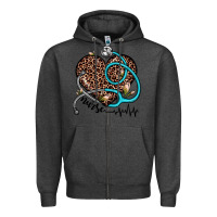 Charcoal Heather nurse leopard heart Zipper Hoodie - JahusDesignShop
