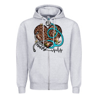 Heather Grey nurse leopard heart Zipper Hoodie - JahusDesignShop