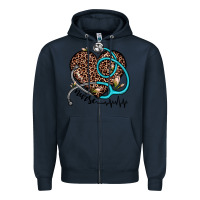 Navy nurse leopard heart Zipper Hoodie - JahusDesignShop