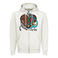 Oatmeal Heather nurse leopard heart Zipper Hoodie - JahusDesignShop