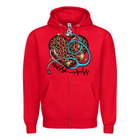 Red nurse leopard heart Zipper Hoodie - JahusDesignShop
