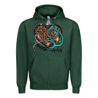 Sports Green nurse leopard heart Zipper Hoodie - JahusDesignShop