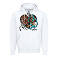 White nurse leopard heart Zipper Hoodie - JahusDesignShop