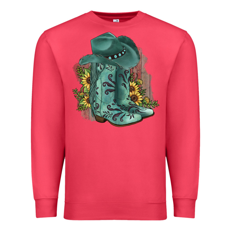 Turquoise Cowboy Boots Premium Sweatshirt by JahusDesignShop | Teevron