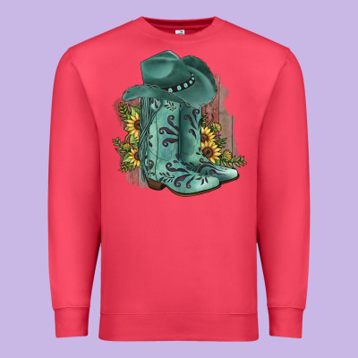 Turquoise Cowboy Boots Premium Sweatshirt Designed By Jahusdesignshop