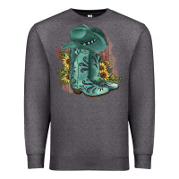 Charcoal Heather Turquoise Cowboy Boots Premium Sweatshirt - JahusDesignShop