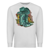 Dove Grey Turquoise Cowboy Boots Premium Sweatshirt - JahusDesignShop