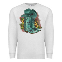 Oatmeal Heather Turquoise Cowboy Boots Premium Sweatshirt - JahusDesignShop