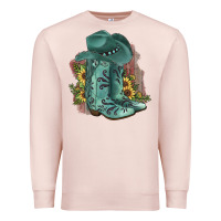 Pale Pink Turquoise Cowboy Boots Premium Sweatshirt - JahusDesignShop