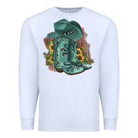 White Turquoise Cowboy Boots Premium Sweatshirt - JahusDesignShop