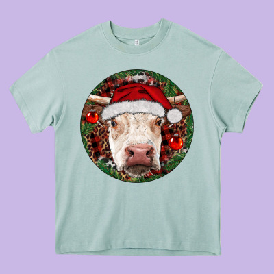 Hereford Cow Christmas Heavy Core Tee Designed By Ranaportraitstore