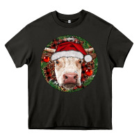 Asphalt Hereford Cow Christmas Heavy Core Tee - RanaPortraitStore