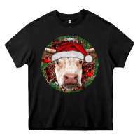 Black Hereford Cow Christmas Heavy Core Tee - RanaPortraitStore