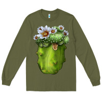 Army Green Blossfeldia Cactus Long Sleeve Tee - LillyAllenDesigns