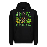 Black happy st. patricks day paws Premium Hoodie - Artiststas