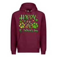 Burgundy happy st. patricks day paws Premium Hoodie - Artiststas