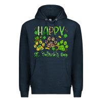 Navy happy st. patricks day paws Premium Hoodie - Artiststas
