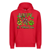 Red happy st. patricks day paws Premium Hoodie - Artiststas