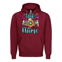 Burgundy wife mom nurse Zipper Hoodie - JahusDesignShop
