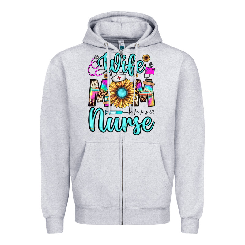 Wife Mom Nurse Zipper Hoodie by JahusDesignShop | Teevron