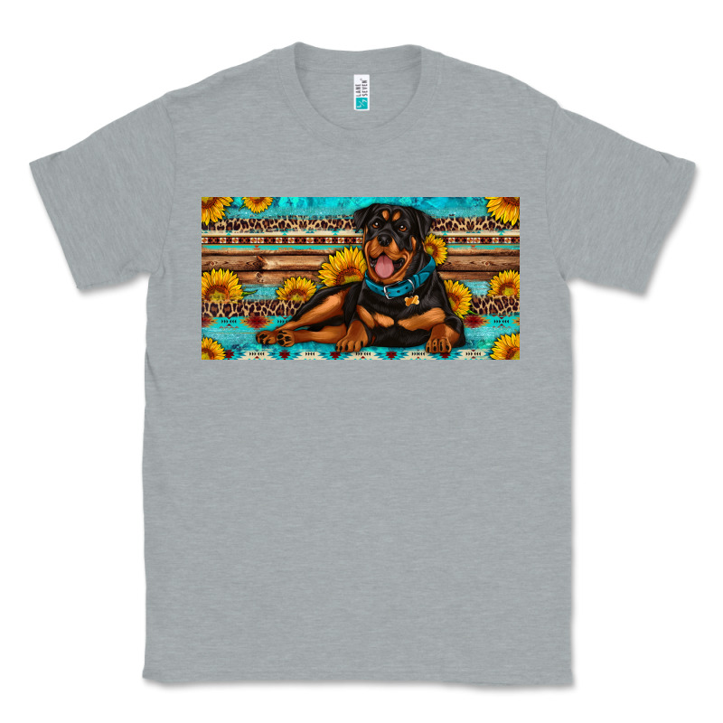 Rottweiler With Sunflowers License Plate Classic Tee by Artiststas | Teevron