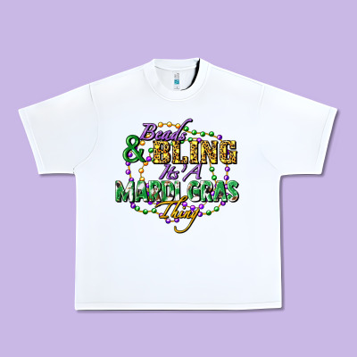 Heads And Bling It's' A Mardi Gras Thing Urban Heavy Tee Designed By Fadigitalartstudio