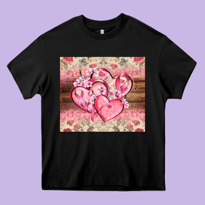 Cancer Hearts Heavy Core Tee Designed By Cowgirlartshop