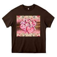 Chocolate Brown cancer hearts Heavy Core Tee - CowGirlArtShop
