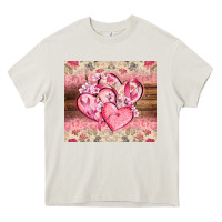 Cream cancer hearts Heavy Core Tee - CowGirlArtShop