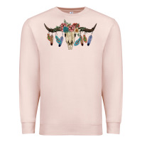 Pale Pink Texas Longhorn Bull Skull Premium Sweatshirt - JahusDesignShop