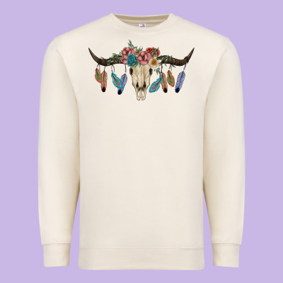 Texas Longhorn Bull Skull Premium Sweatshirt Designed By Jahusdesignshop