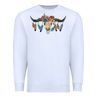 White Texas Longhorn Bull Skull Premium Sweatshirt - JahusDesignShop