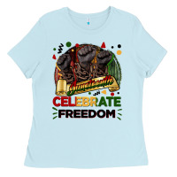 Baby Blue Juneteenth celebrate freedom Ladies Tee - FaDigitalArtStudio