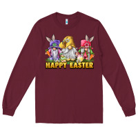 Burgundy happy easter gnomies Long Sleeve Tee - chombo