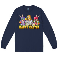 Navy happy easter gnomies Long Sleeve Tee - chombo