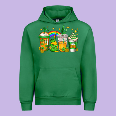 St Patricks Day Coffee Urban Hoodie Designed By Jasminsmagicworld