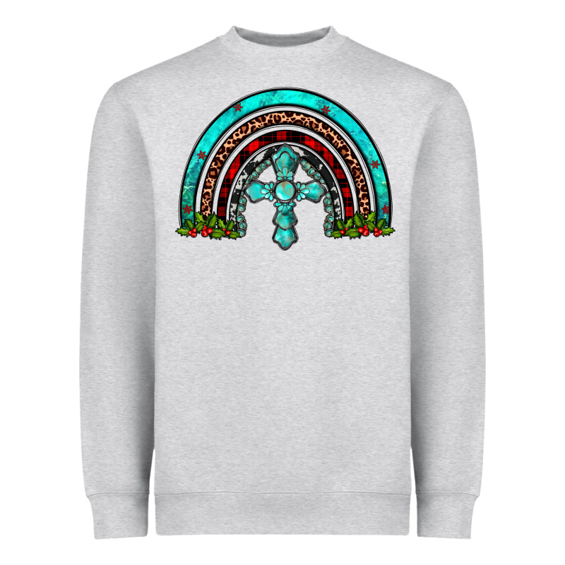 Cross Christmas Rainbow Heavyweight Sweatshirt by JahusDesignShop | Teevron