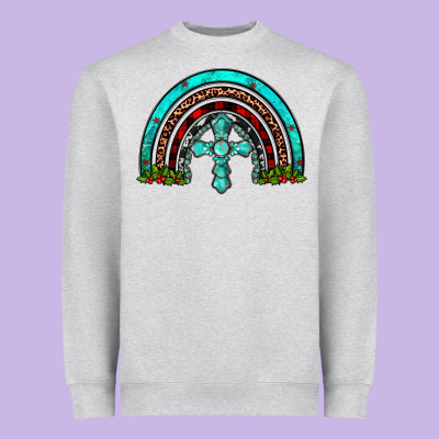 Cross Christmas Rainbow Heavyweight Sweatshirt Designed By Jahusdesignshop
