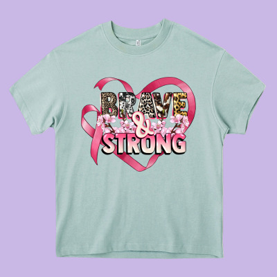 Brave And Strong Cancer Awareness Heavy Core Tee Designed By Cowgirlartshop