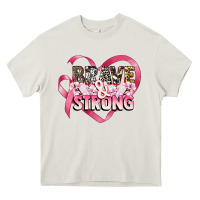 Cream brave and strong cancer awareness Heavy Core Tee - CowGirlArtShop
